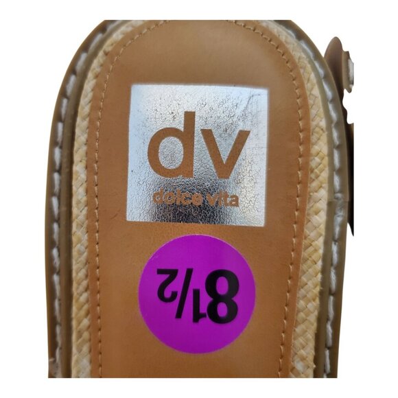 NWT DV by DOLCE VITA SZ 8.5 Women's Tan Woven Raffia Slip-on Low-heel Sandals - Picture 6 of 9